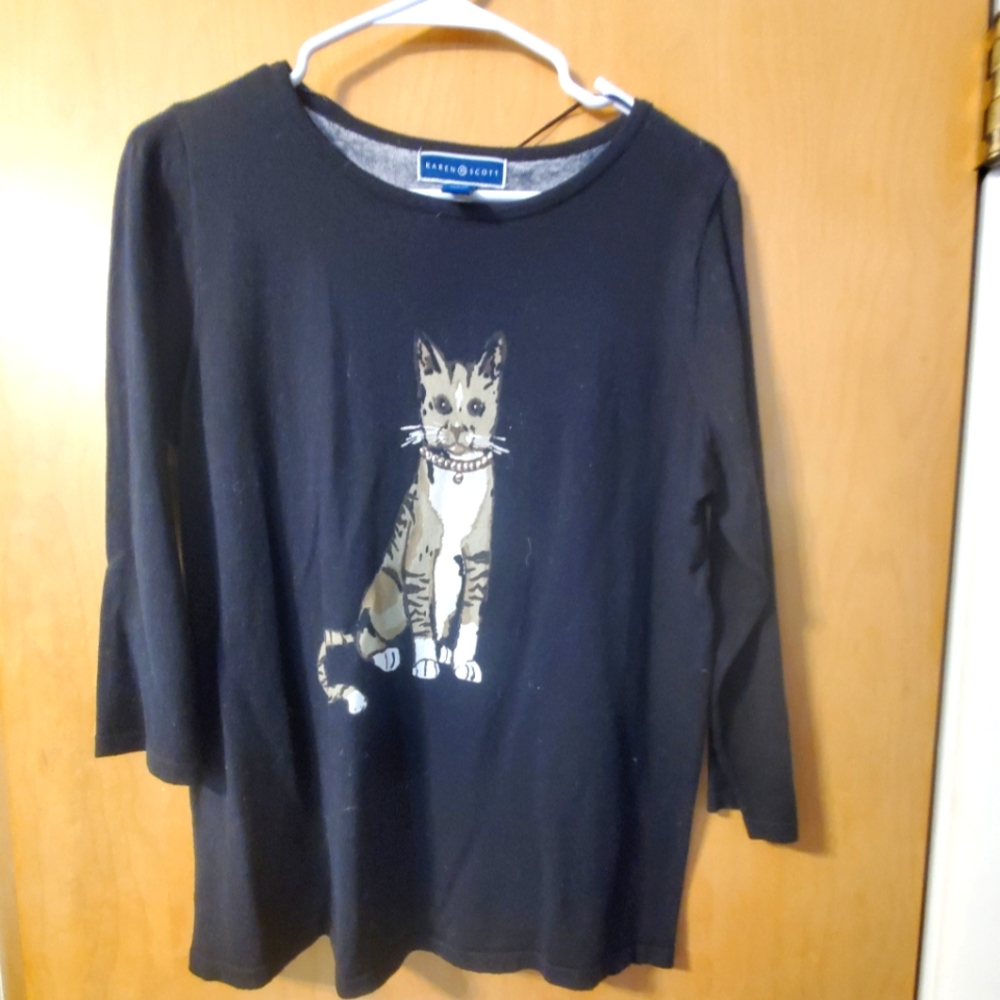 Karen Scott  kitty cat sweater size medium